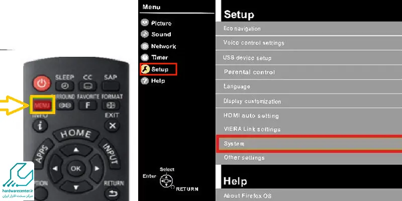 ریست کردن تلویزیون پاناسونیک با کنترل